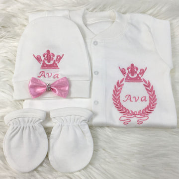 3 Pieces Embroidery Pink - Baby Essentially