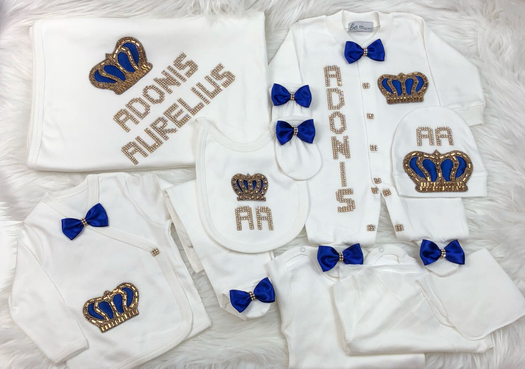 10 Pieces Royal Blue Large Crown & Gold - Baby Essentially