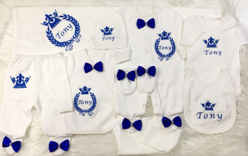 10 Pieces Royal Blue Large Crown Embroidery - Baby Essentially
